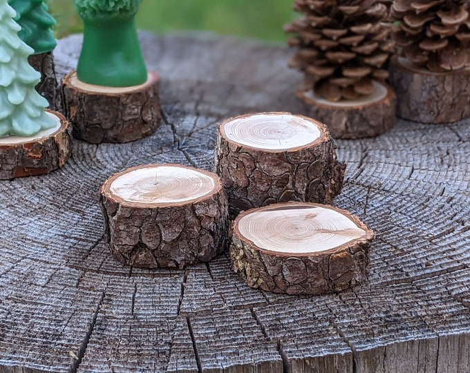 Rustic Log Table Riser Rustic Display Stand, Set of 3, Handmade Natural Log Risers, 1/2 Inch ...