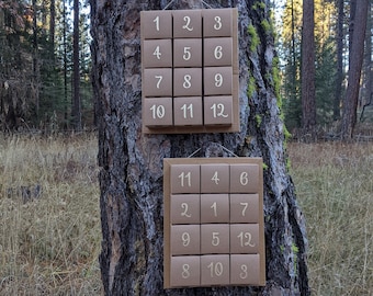 Eco-friendly Advent calendar, handmade with recycled material, 12 gift boxes, fill your own or choose candles, reusable DIY, 12 Days of Xmas