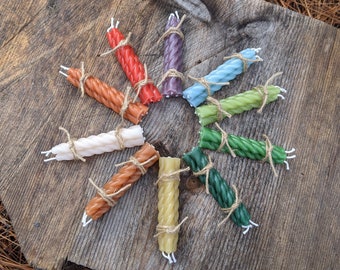 Spiral chime candles, ritual candles, small candles, handmade from eco-friendly recycled wax, set of 3, 4 inches tall