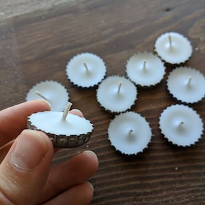 Bottle cap candles, handcrafted from recycled wax and reclaimed bottle caps, hand poured, assorted colors, beer lover gift, choose quantity