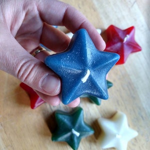 Star floating candle, eco-friendly handmade from reclaimed/recycled wax, mix and match unique colors, hand poured, 2 by 3/4 inches image 2