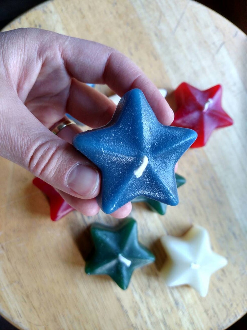 Star floating candle, eco-friendly handmade from reclaimed/recycled wax, mix and match unique colors, hand poured, 2 by 3/4 inches image 2