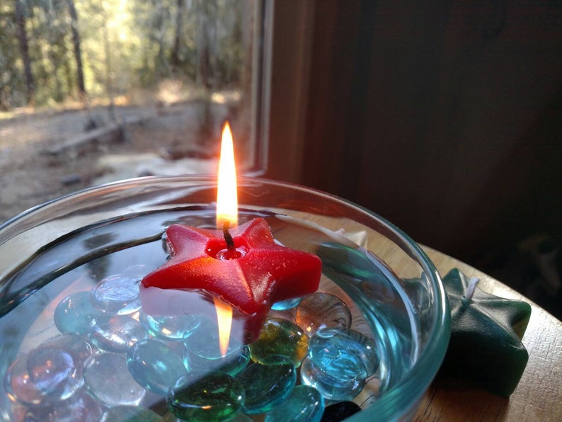 Star floating candle, eco-friendly handmade from reclaimed/recycled wax, mix and match unique colors, hand poured, 2 by 3/4 inches image 6