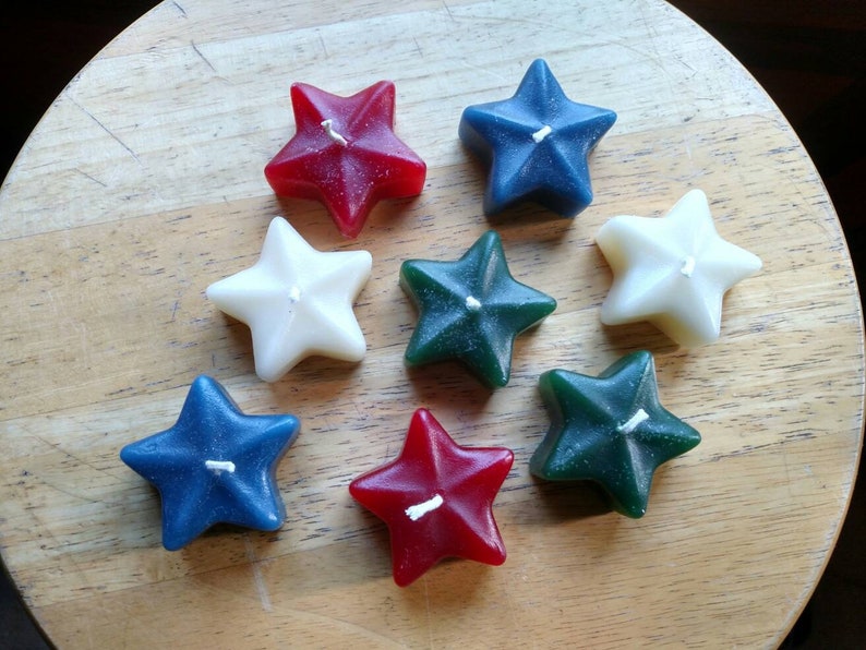 Star floating candle, eco-friendly handmade from reclaimed/recycled wax, mix and match unique colors, hand poured, 2 by 3/4 inches image 1