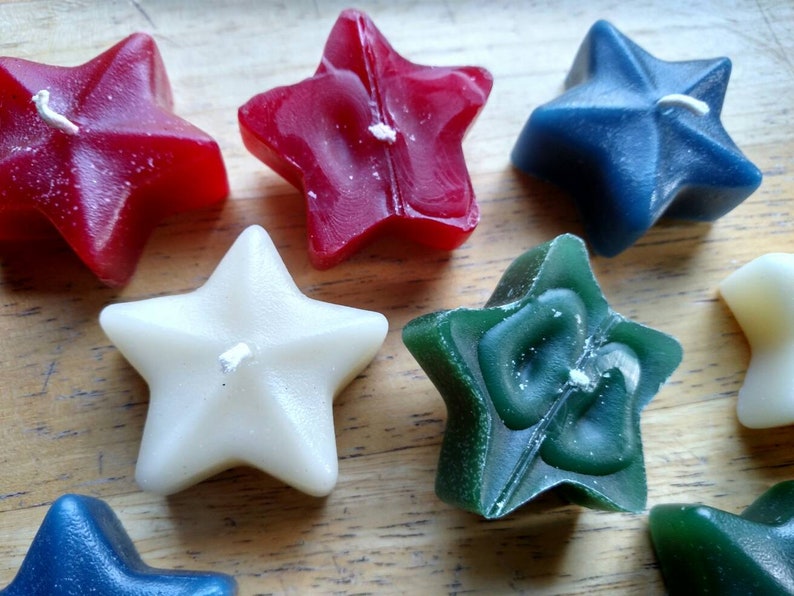 Star floating candle, eco-friendly handmade from reclaimed/recycled wax, mix and match unique colors, hand poured, 2 by 3/4 inches image 3