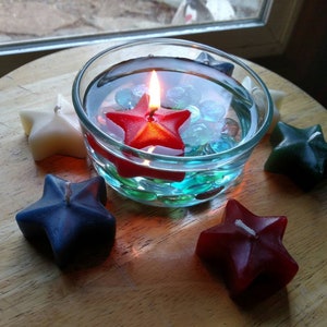 Star floating candle, eco-friendly handmade from reclaimed/recycled wax, mix and match unique colors, hand poured, 2 by 3/4 inches image 5