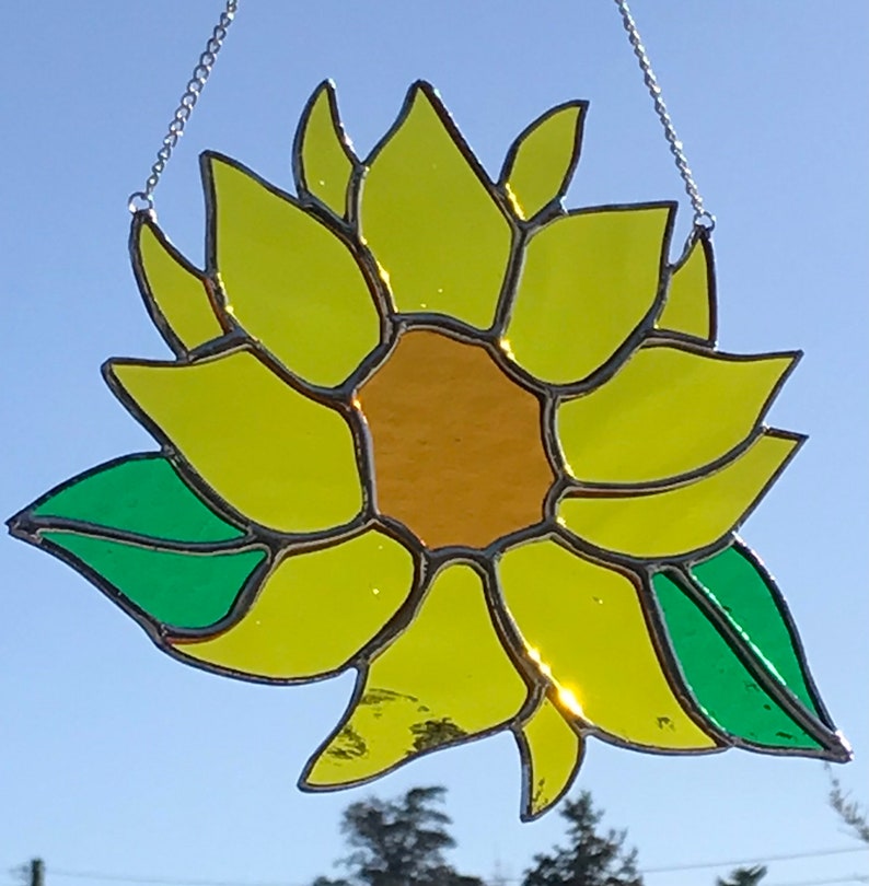 Stained Glass Sunflower Suncatcher. Etsy