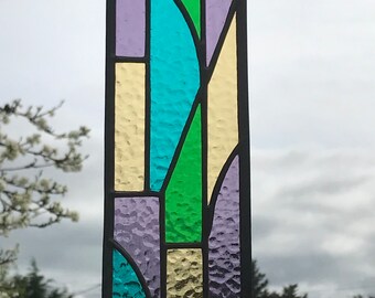 Stained Glass Panel Of Textured Glass 10x3.5”