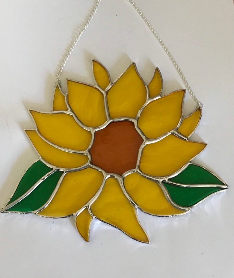 Stained Glass Sunflower Suncatcher. Etsy