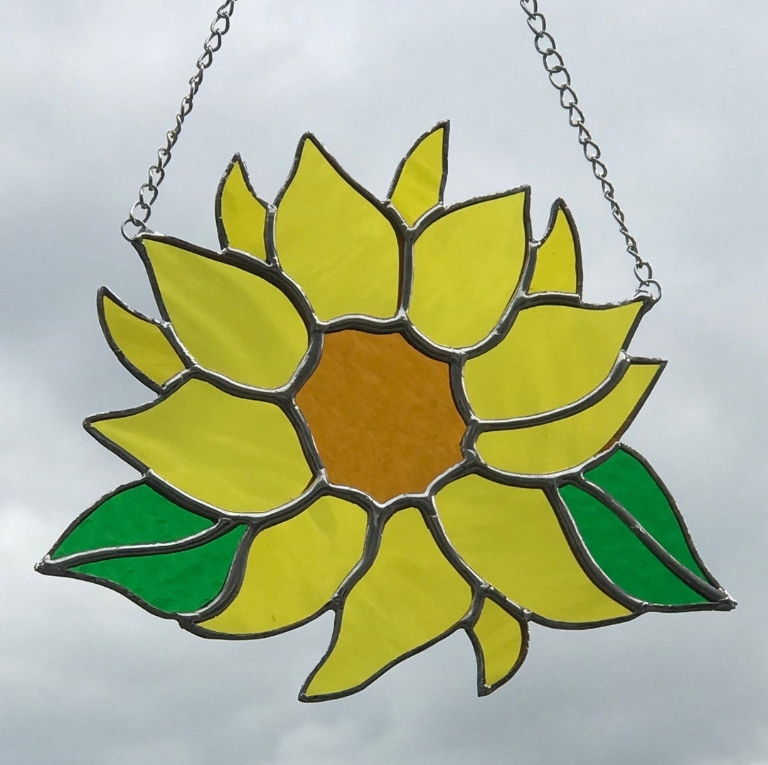 Stained Glass Sunflower Suncatcher. Etsy