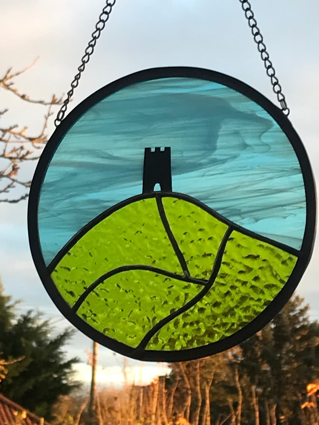 Circular Stained Glass Glastonbury Tor. Etsy