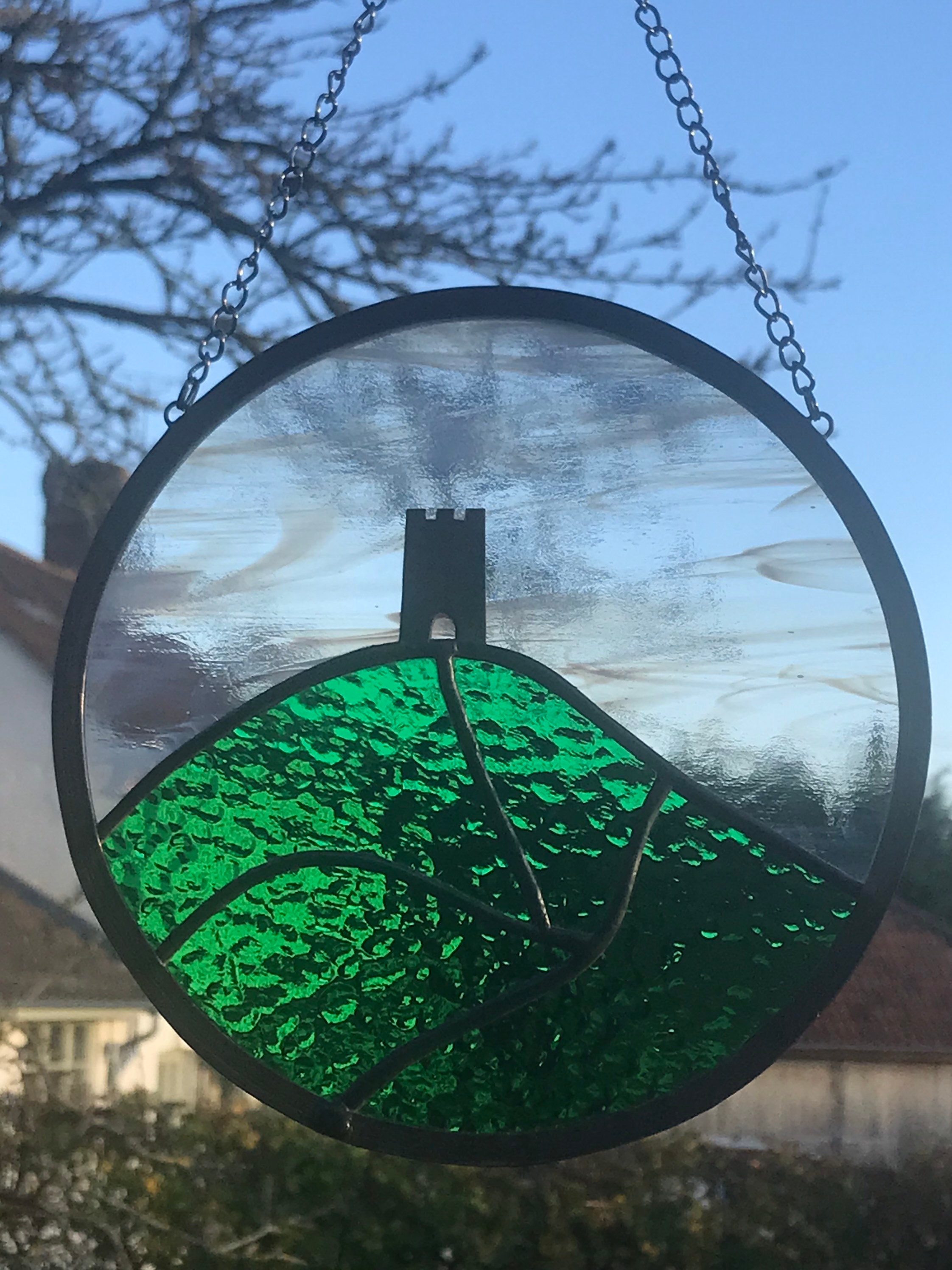 Circular Stained Glass Glastonbury Tor. Etsy