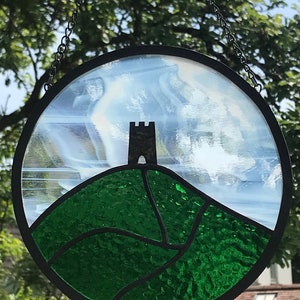 Circular Stained Glass Glastonbury Tor. image 8