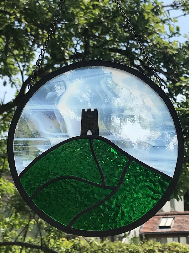 Circular Stained Glass Glastonbury Tor. image 8