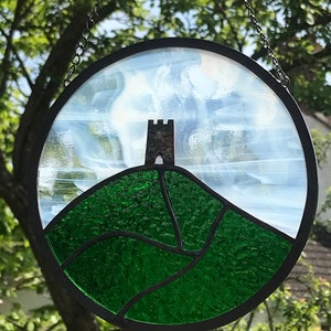 Circular Stained Glass Glastonbury Tor. image 5