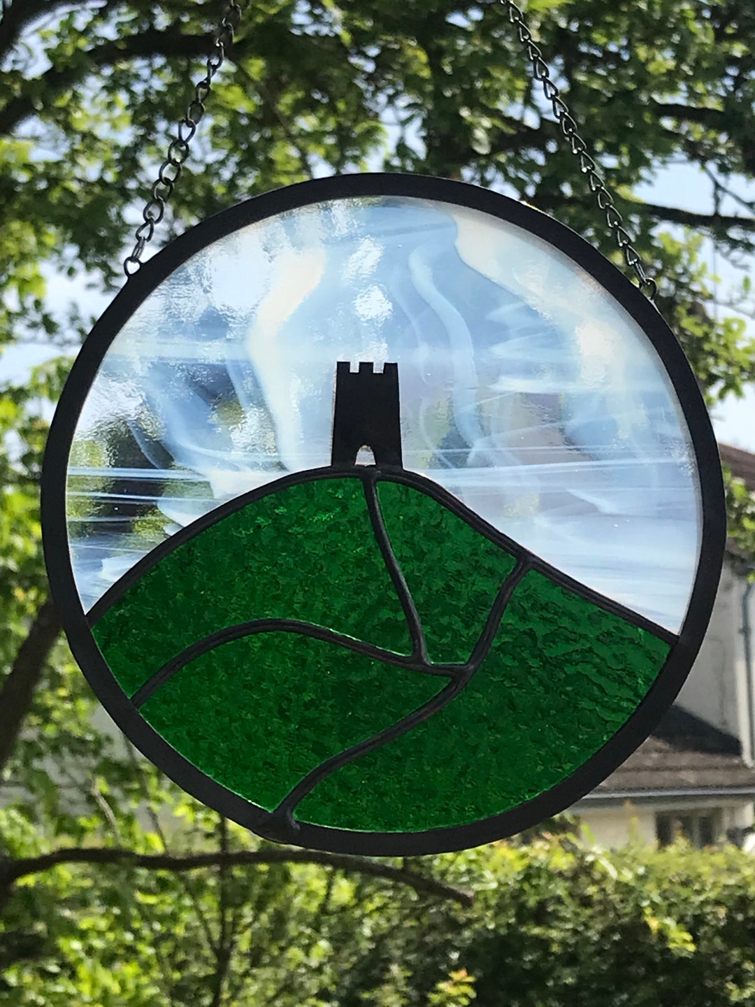 Circular Stained Glass Glastonbury Tor. Etsy