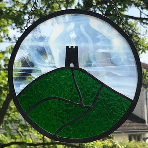 Circular Stained Glass Glastonbury Tor. image 1