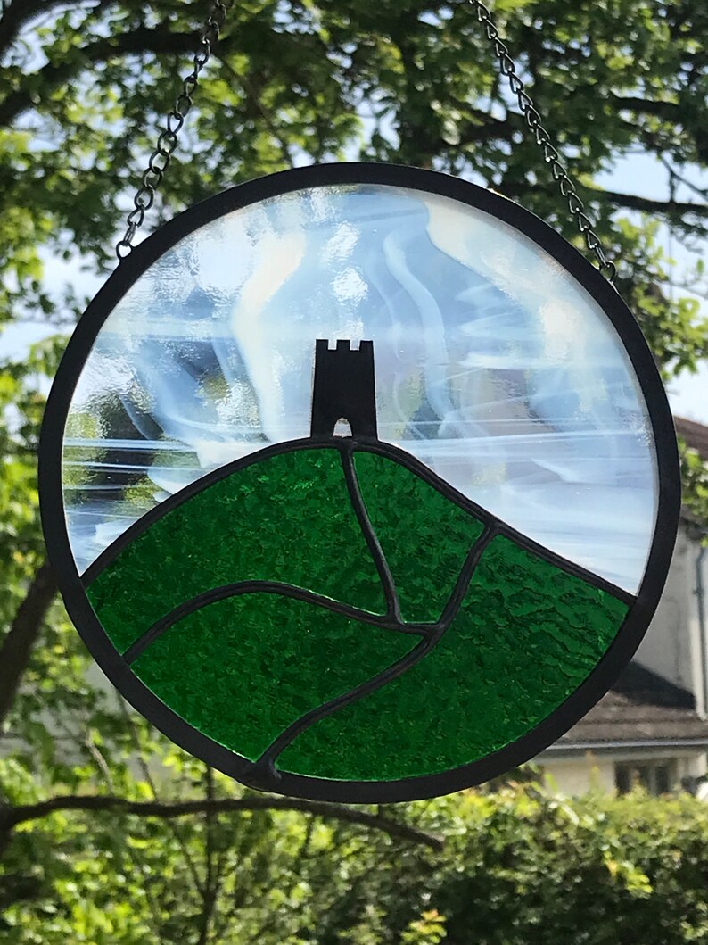 Circular Stained Glass Glastonbury Tor. image 1