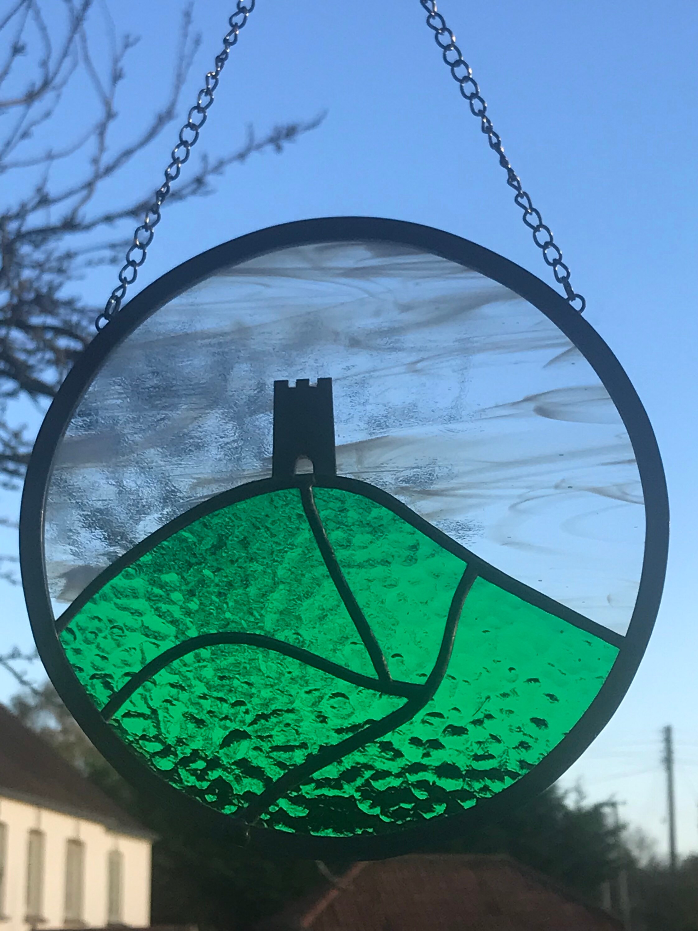 Circular Stained Glass Glastonbury Tor. Etsy