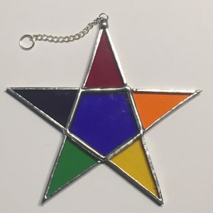 Sweet Little Stained Glass 5 point Star In Rainbow Colours