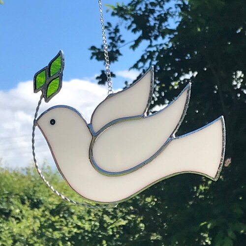 Stained Glass Dove of Peace Sun Catcher - Etsy
