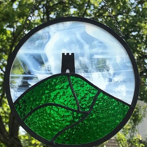 Circular Stained Glass Glastonbury Tor. image 4