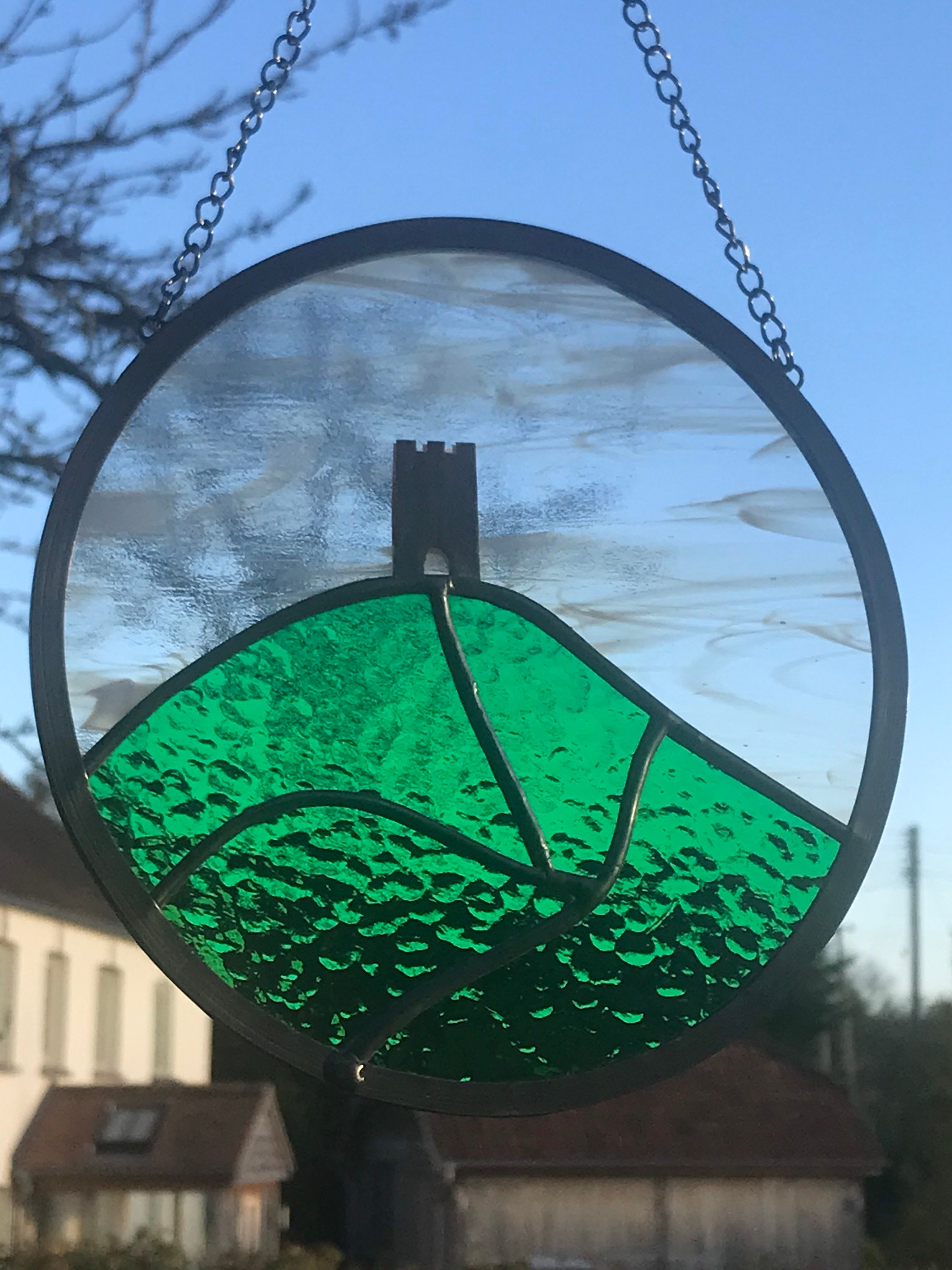 Circular Stained Glass Glastonbury Tor. Etsy