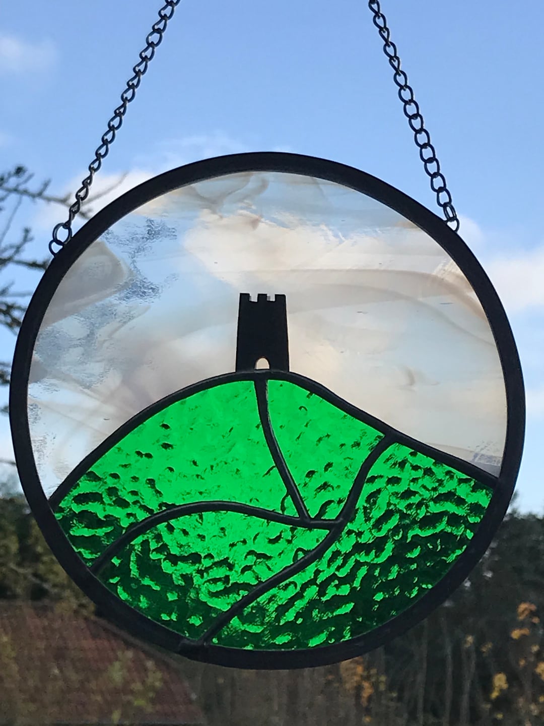 Circular Stained Glass Glastonbury Tor. Etsy