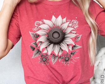 Sunflower Tshirt, Flower Tee, Gift for women, Womens Tshirt