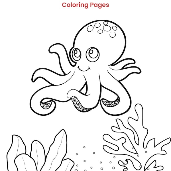 20 Page Under The Ocean Coloring Book, Adult Coloring Book, DeStress Coloring Book, Kids Coloring Book, Childrens Coloring Book