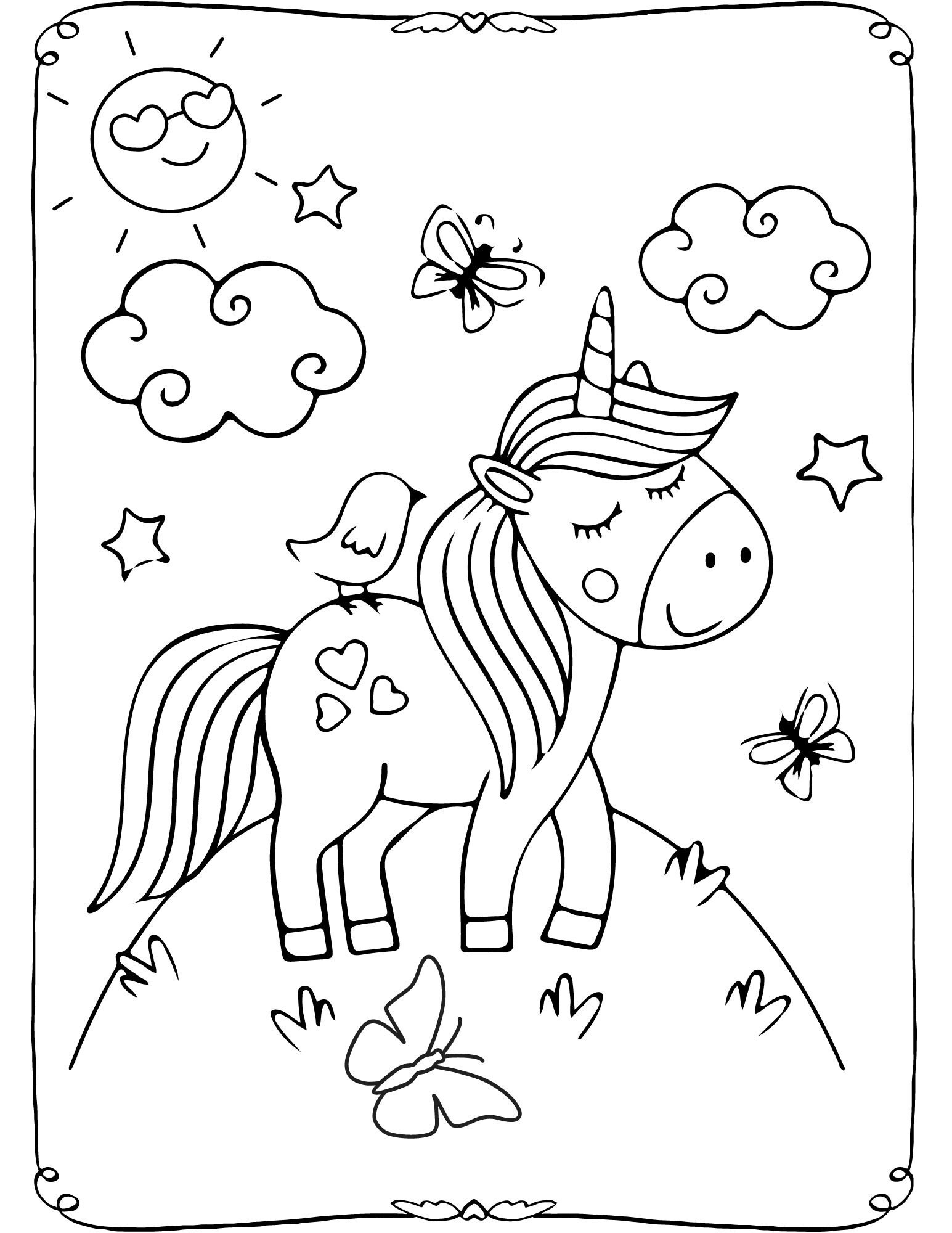 30 Page Childrens Unicorn Coloring Pages, Unicorn Coloring Pages