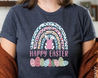 Easter Rainbow Tshirt, Easter Tshirt, Happy Easter Tshirt, Bunny Tshirt, Rabbit Tshirt, Cute Easter Tshirt, Cute Rainbow Tshirt