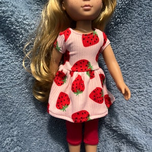Strawberry Print 2-Piece Outfit for 14.5 Inch Fashion Dolls