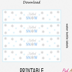 Printable Melted Snow Water Bottle Labels - Pale Light Blue & Silver - Happy Birthday - Baby Shower - Boy - INSTANT DOWNLOAD