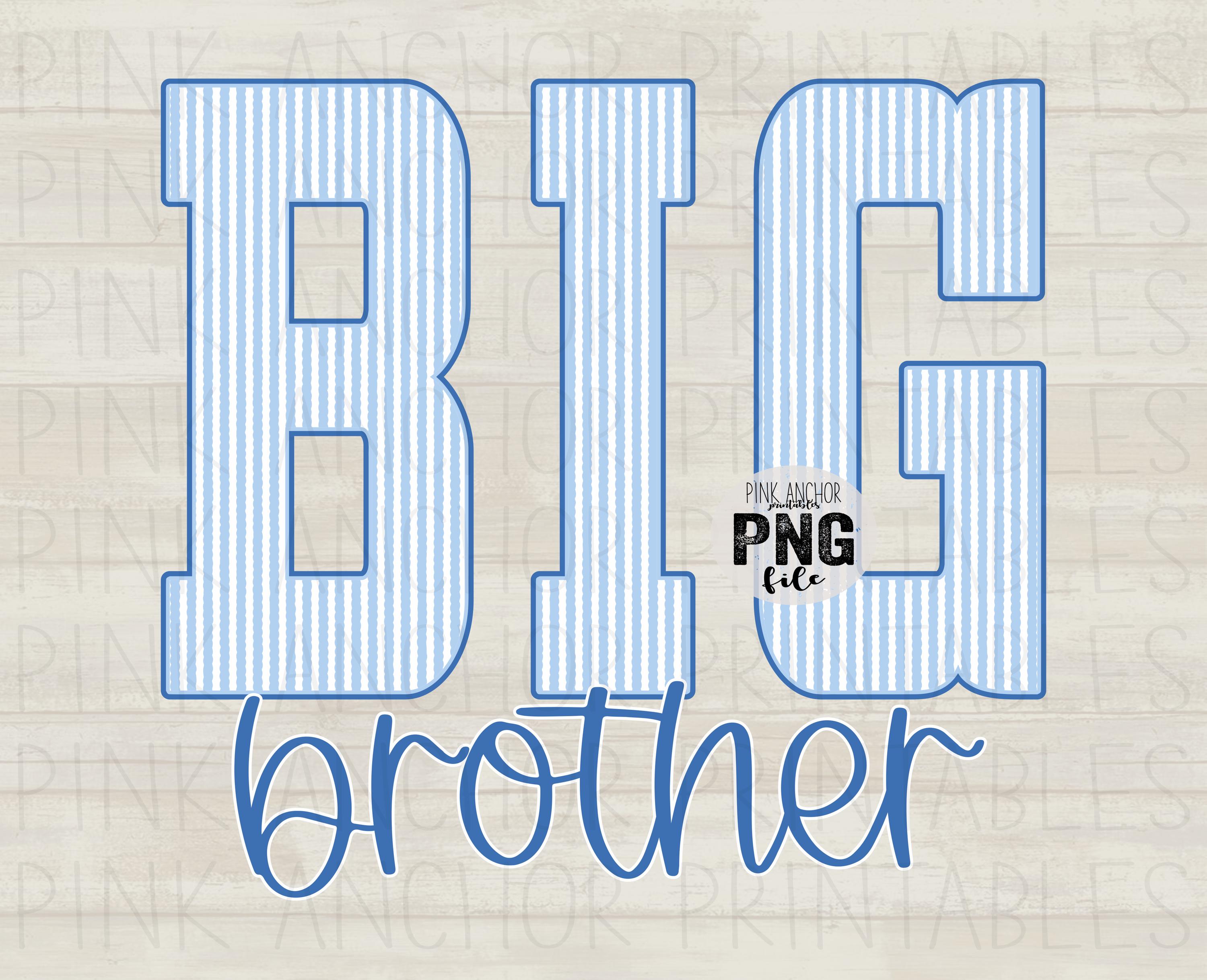 Big Brother Blue Seersucker Stripes Png Printable Design INSTANT ...