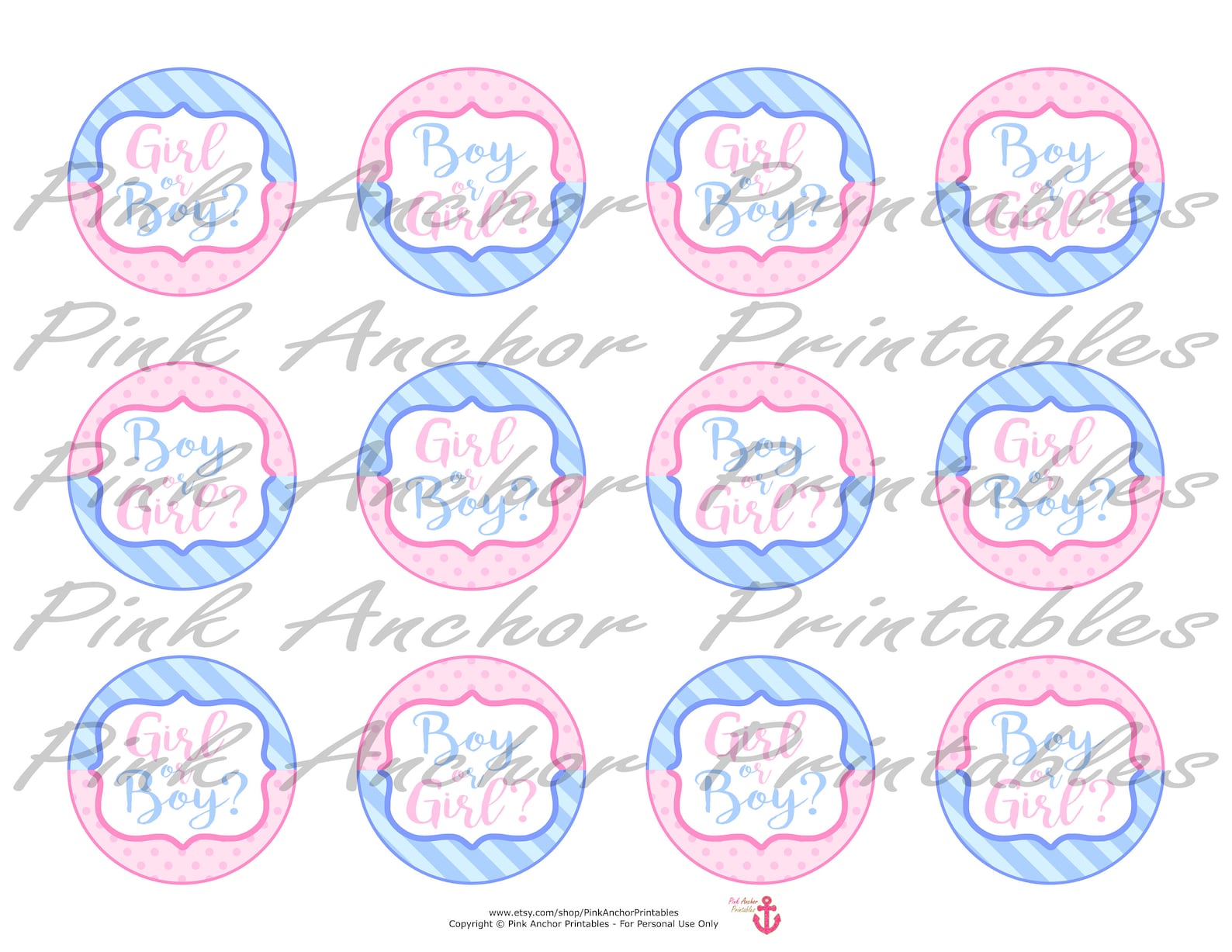 Printable Gender Reveal Cupcake Toppers and Wrappers Baby Etsy Hong Kong