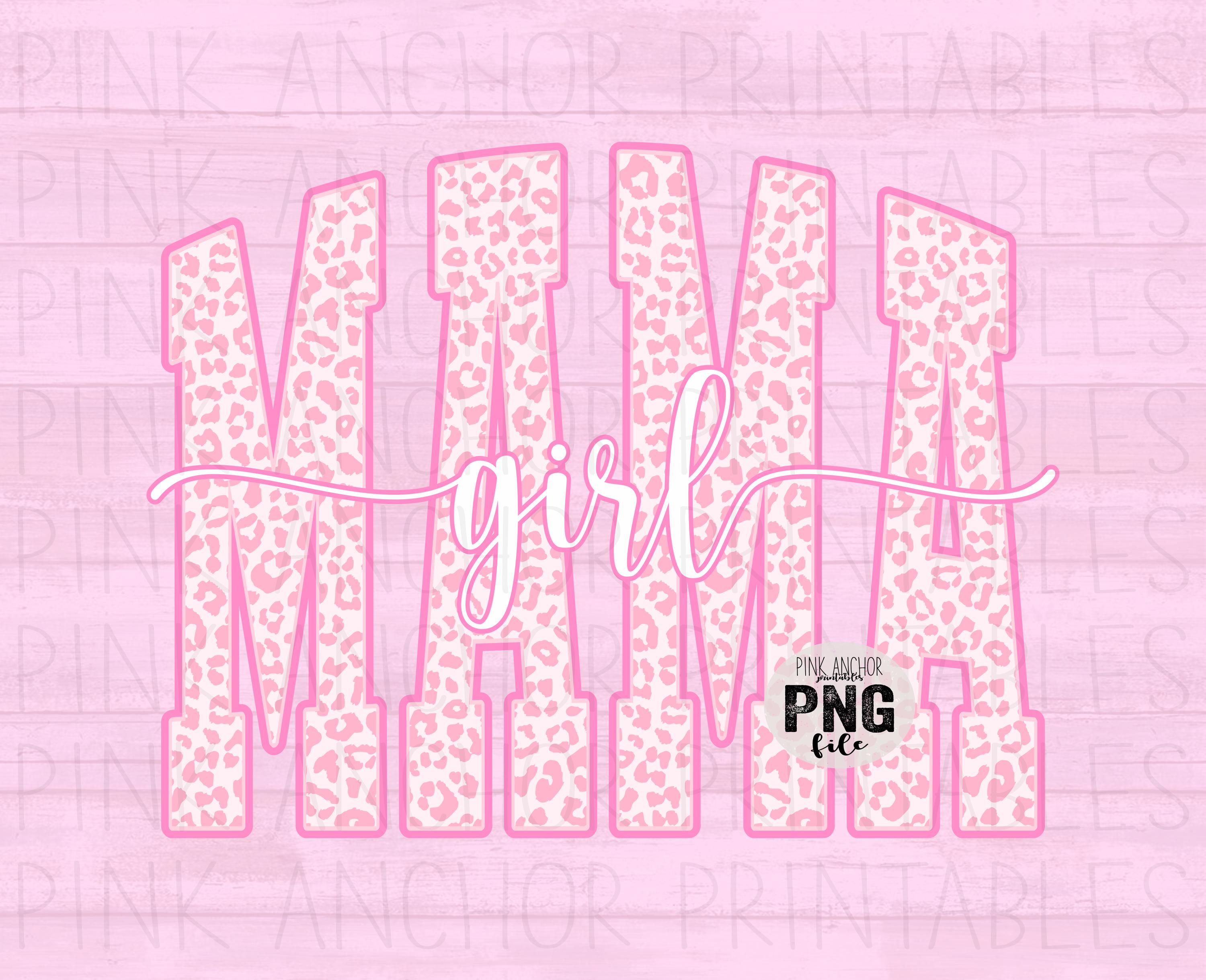 Girl Mama Cursive Cheetah Pink Png Printable Design INSTANT DOWNLOAD - Etsy