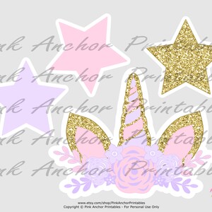 Printable Unicorn Centerpieces Girl 1st Birthday - Light Pink, Pastel ...