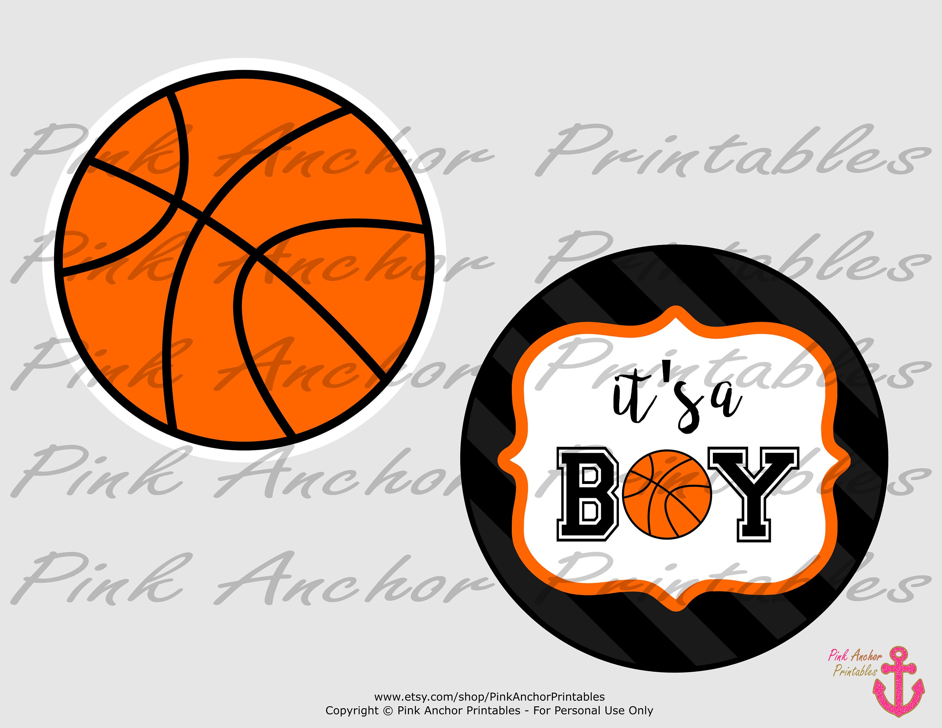 Printable Basketball Centerpieces Boy Baby Shower Orange & Etsy Denmark