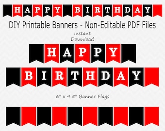 red printable banner etsy