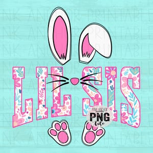 Lil Sis Bunny Pasen lente bloemen Png afdrukbaar ontwerp direct downloaden