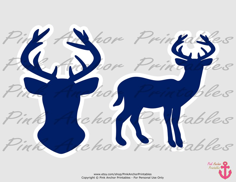 Boy Baby Shower Navy /& Kraft PRINTABLE Deer Head Printable Deer Centerpieces INSTANT DOWNLOAD Deer
