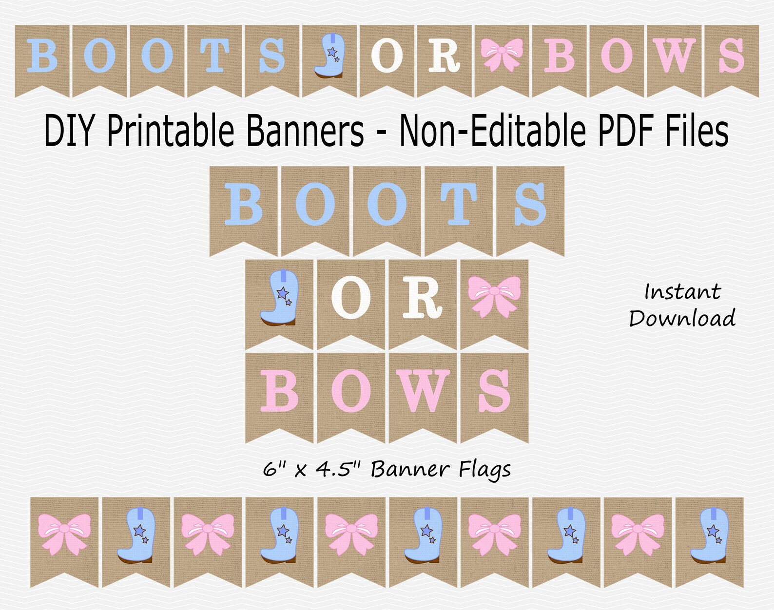 Boots or Bows Banner Burlap Baby Pink & Light Blue Etsy