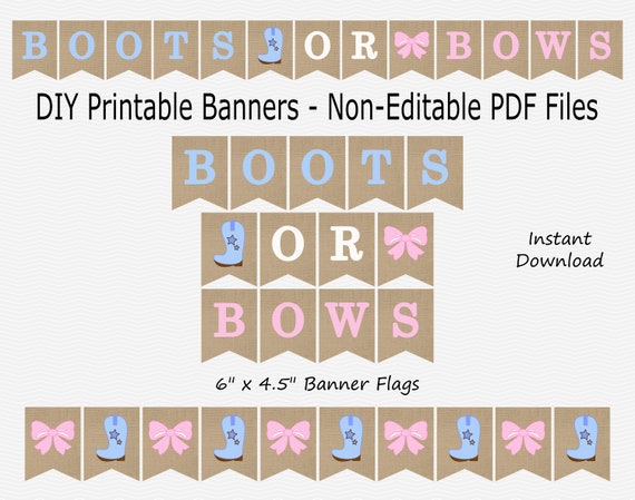 Boots or Bows Banner Burlap Baby Pink &amp; Light Blue | Etsy