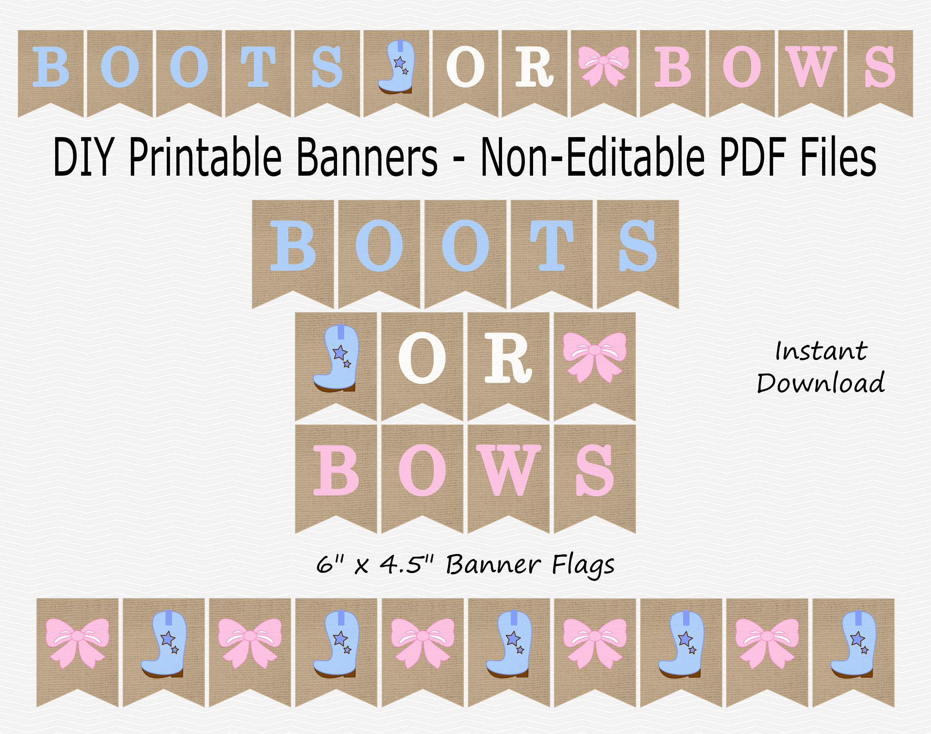 Boots or Bows Banner Burlap Baby Pink &amp; Light Blue | Etsy