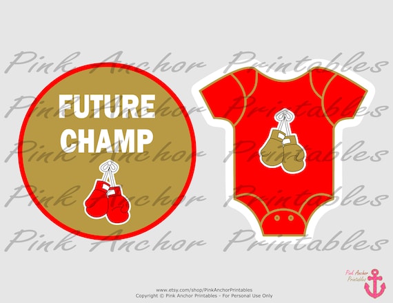 INSTANT DOWNLOAD Boxer Printable Centerpieces PRINTABLE Boxing Boy Baby Shower Black /& Red