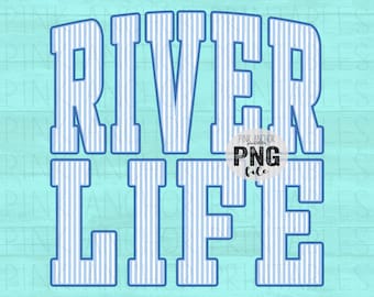 River Life Seersucker Stripes Blue Png Printable Design INSTANT DOWNLOAD