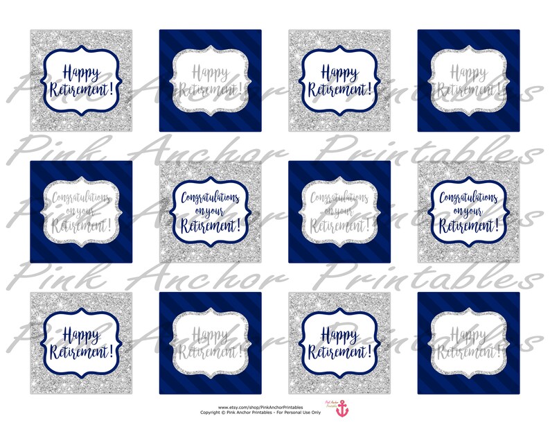 printable happy retirement cupcake toppers and wrappers