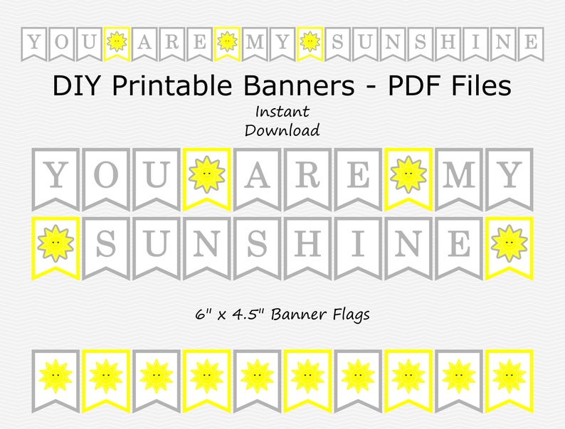 You Are My Sunshine Banner Primary Yellow & Grey Baby Etsy