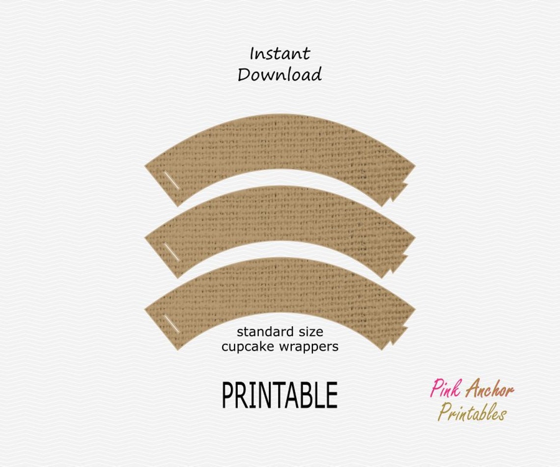 Printable Cupcake Wrappers Standard Size Burlap Etsy